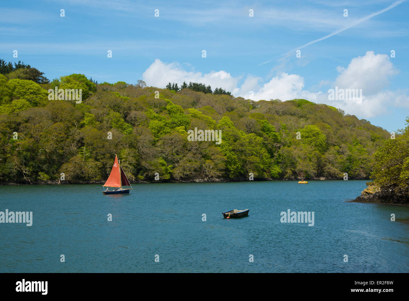 The River Fal between Feock and Philleigh, Cornwall, seen from the King Harry Ferry. Stock Photo