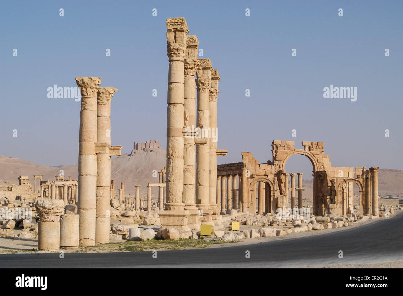 Ancient ruin city of Palmyra in Syria a UNESCO world heritage site of history Stock Photo