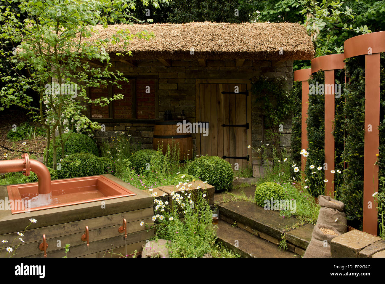 The Brewers Yard Garden by Welcome to Yorkshire at The RHS Chelsea Flower Show, 2015, London, UK. Stock Photo