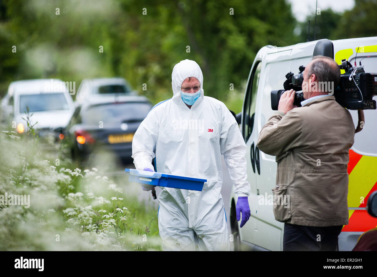 Forensics officers and police at a scene of crime Oxford UK 2015 Stock Photo