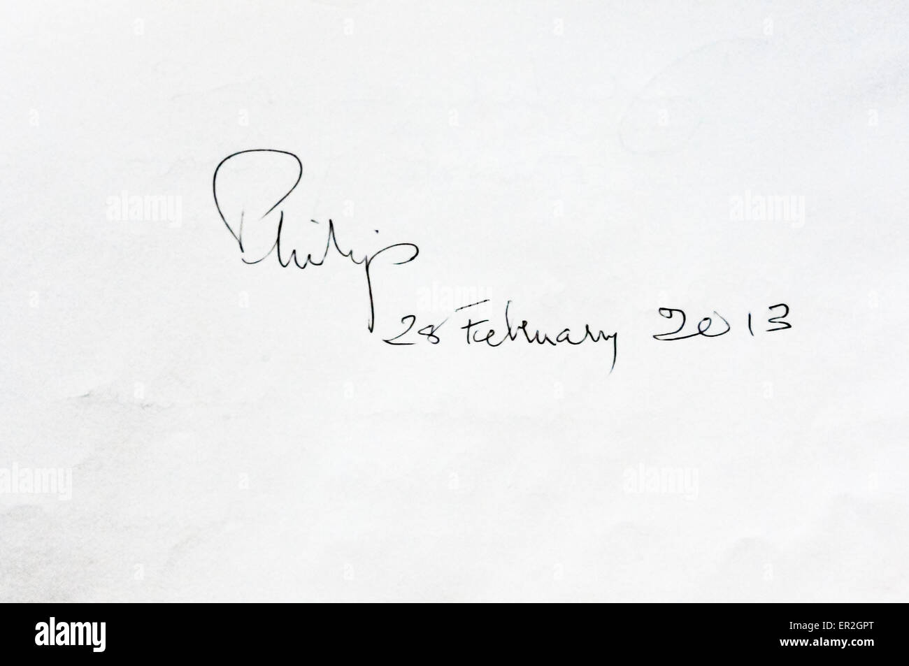 Signature of Prince Philip Stock Photo