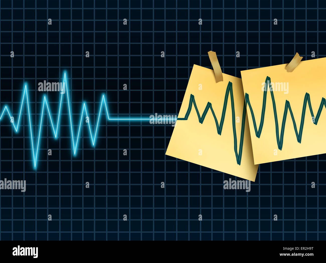 Life extension concept as a medicine and medical science symbol for slowing down or reversing the process of aging as an ekg or Stock Photo