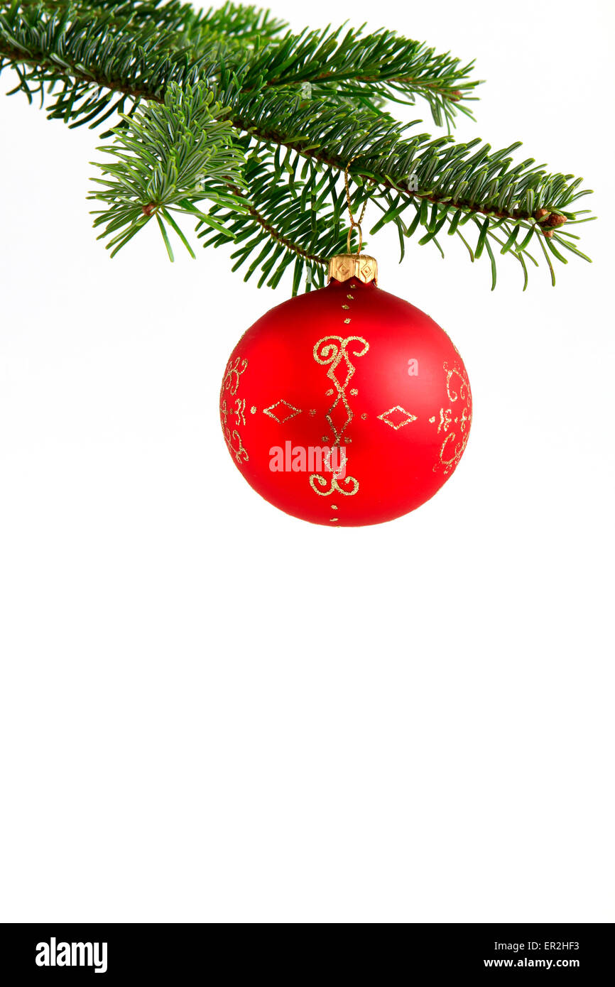 Weihnachtsschmuck, rote Christbaumkugel Stock Photo