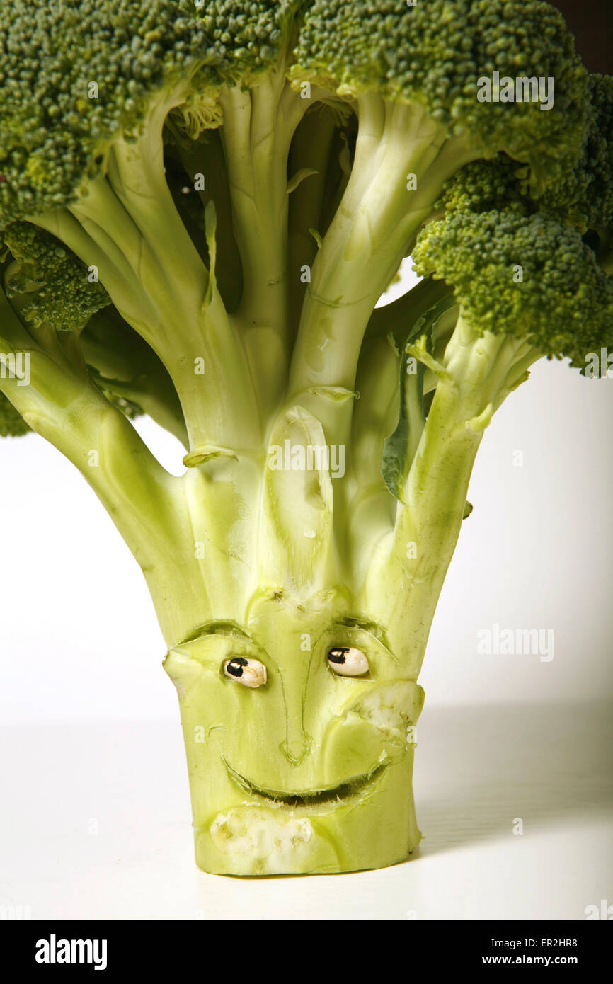 Symbol, Gemuese, Gesicht, Froehlich, Vitamine, Gesund, Grinsen, Broccoli Stock Photo