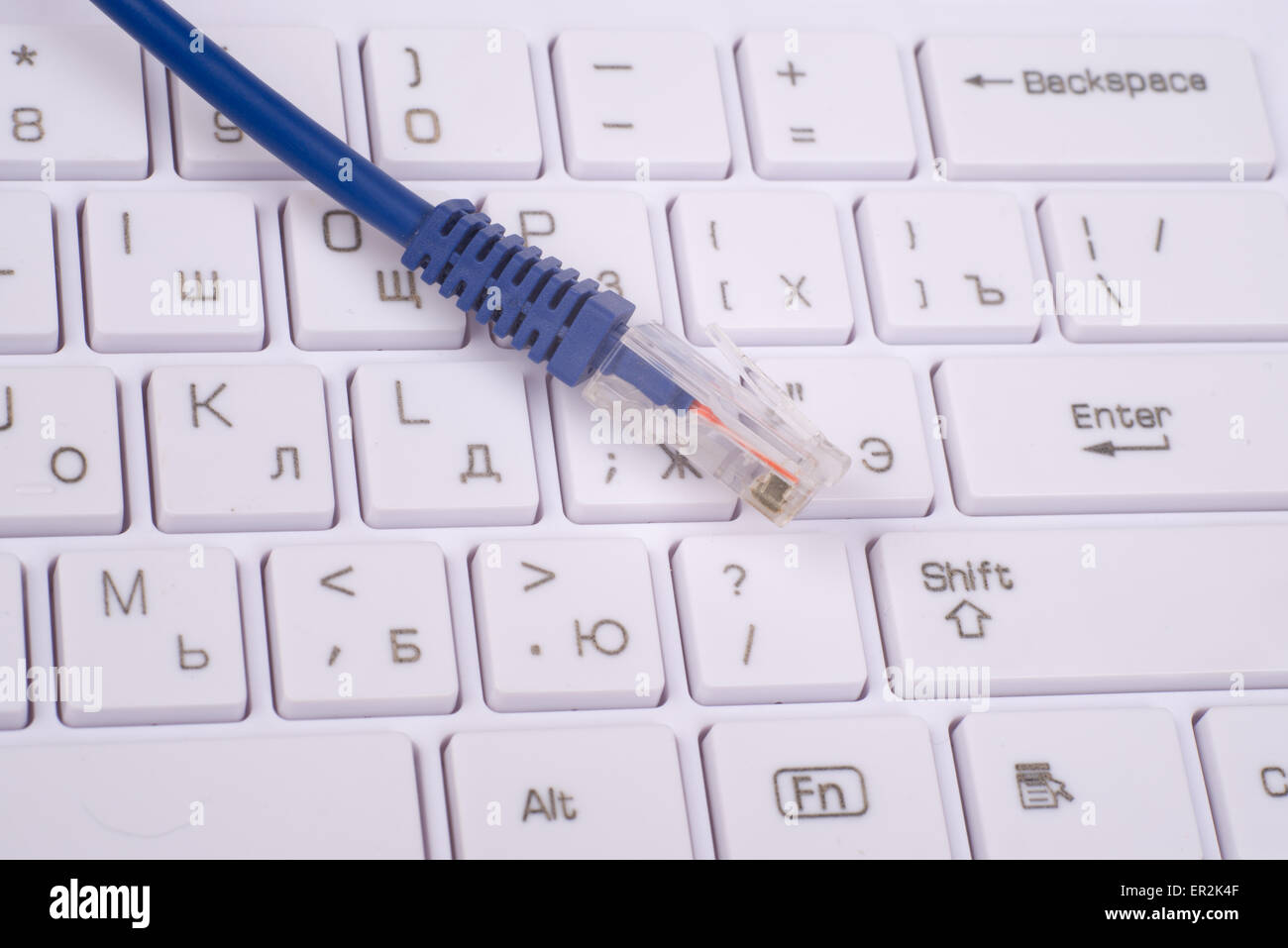 Computer Cable With Keyboard Stock Photo - Alamy