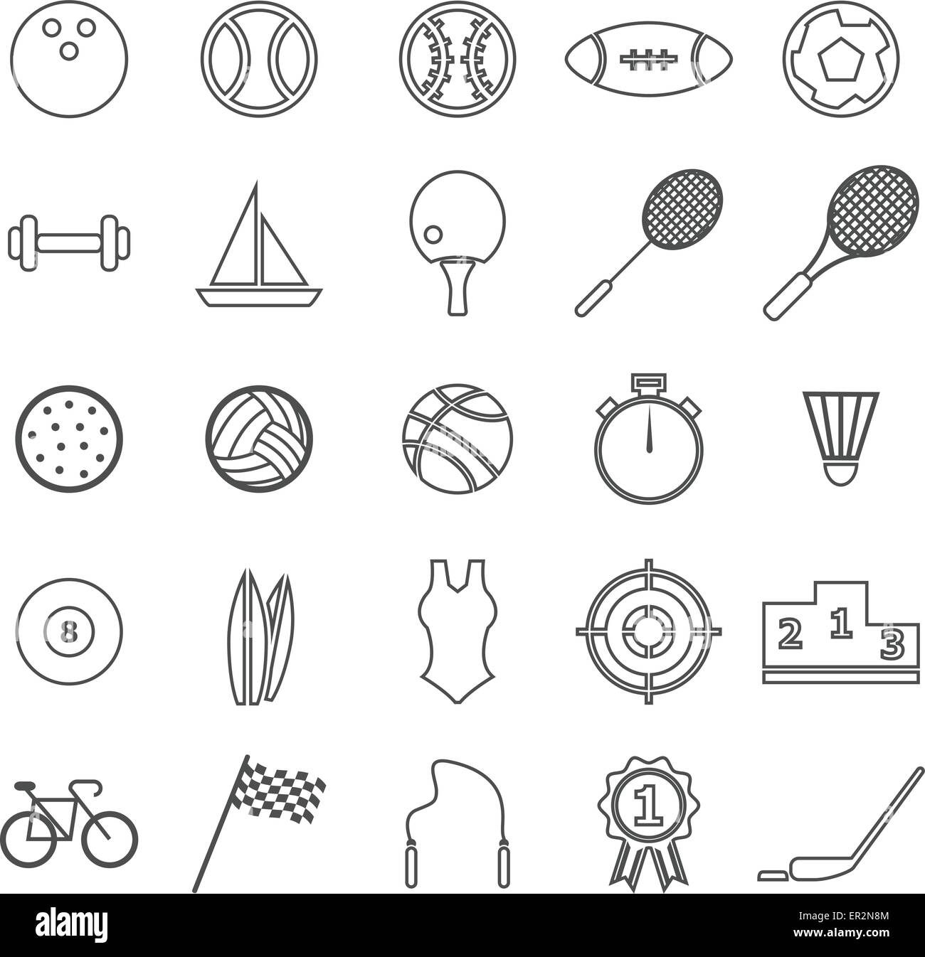 Sport line icons on white background, stock vector Stock Vector Image ...