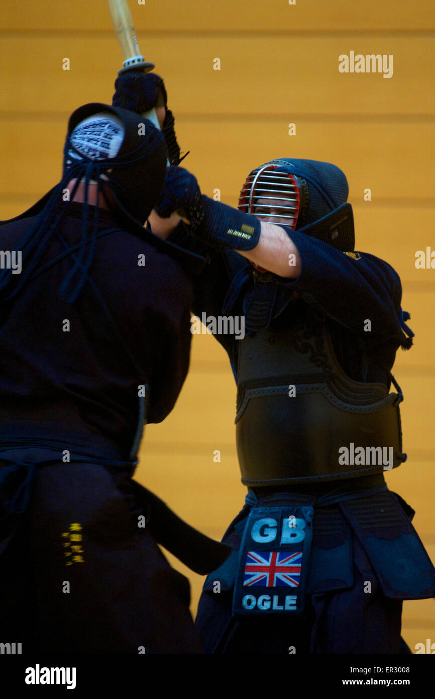 Tokyo, Japan. 26th May, 2015. James Ogle (right) of the GB Kendo Team,  training in Tokyo, Japan, for the 16th World Kendo Championships which will  be held this weekend May 30-31st. Credit: