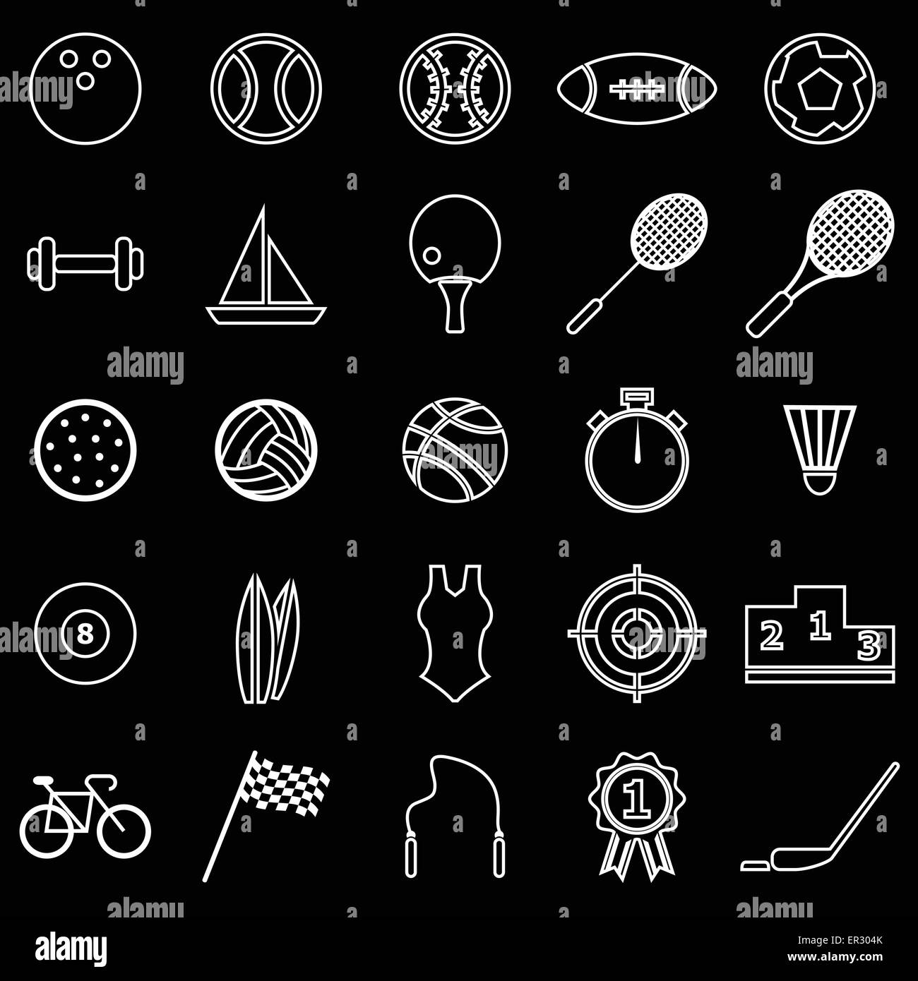 Sport line icons on black background, stock vector Stock Vector Image ...