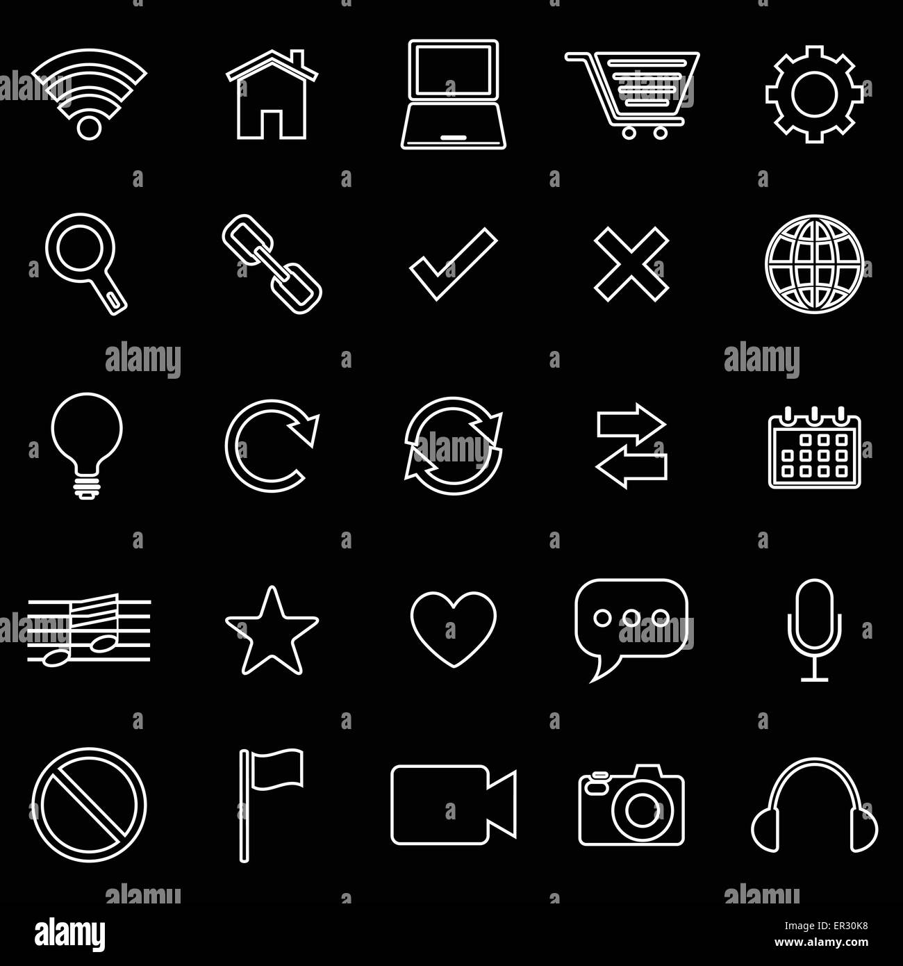 Web line icons on black background, stock vector Stock Vector Image ...