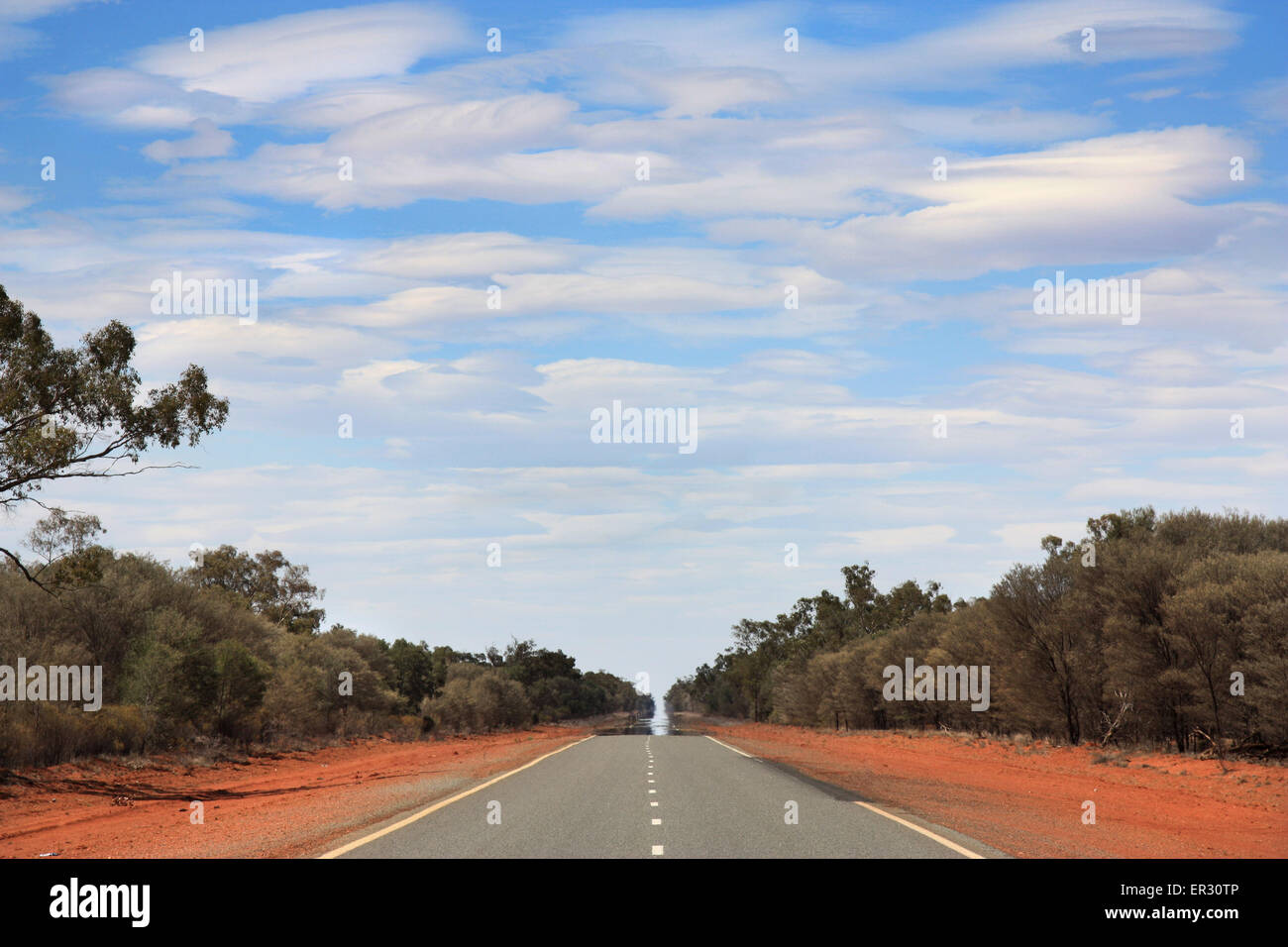 straight long boring road in  the outback of Australia Stock Photo