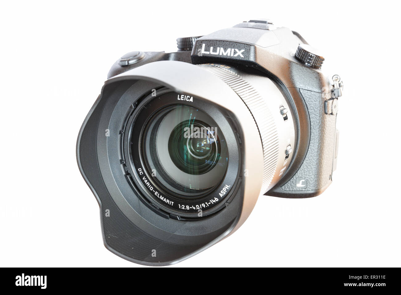 Chiang Mai, Thailand - May 14, 2015: Panasonic Lumix DMC- FZ1000 bridge digital camera isolated on white background Stock Photo