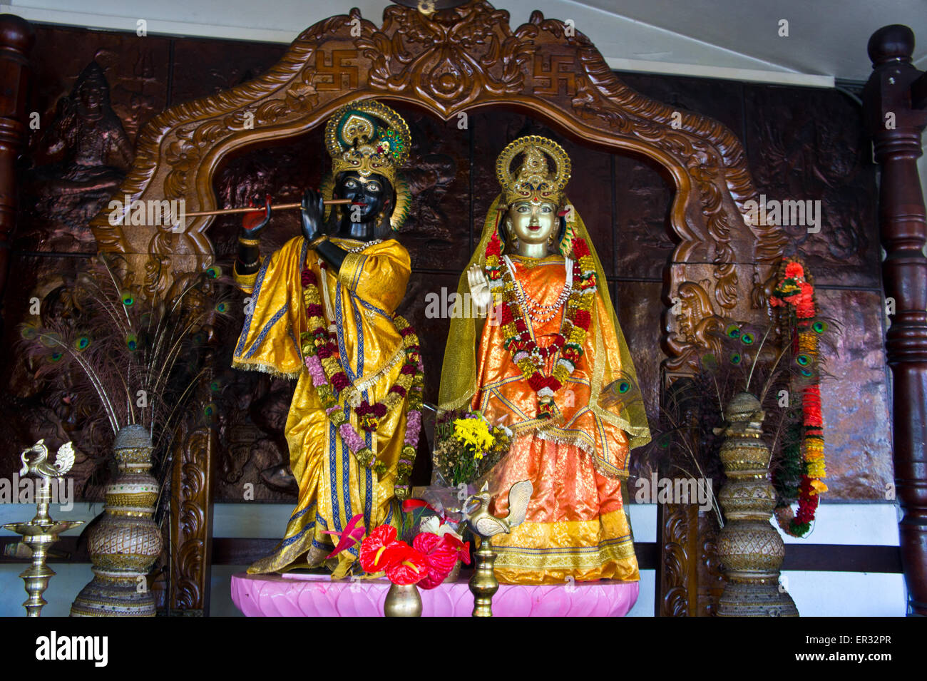 Hindu shrine at Ganga Talao or Great Bassin Hindu Temple, Island Mauritius Stock Photo