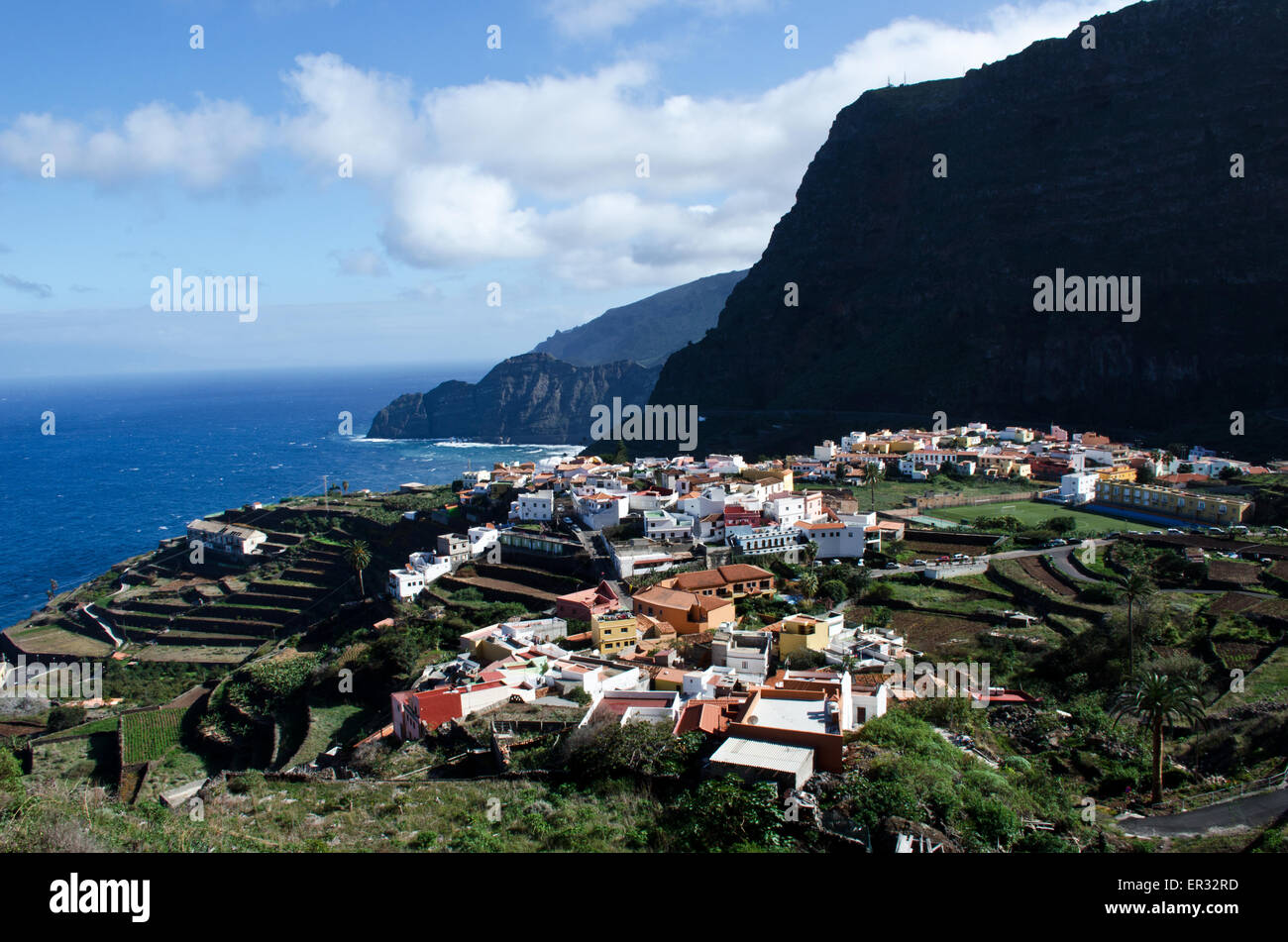Town Agulo with coastline, island La Gomera, Canary islands, Spain ...