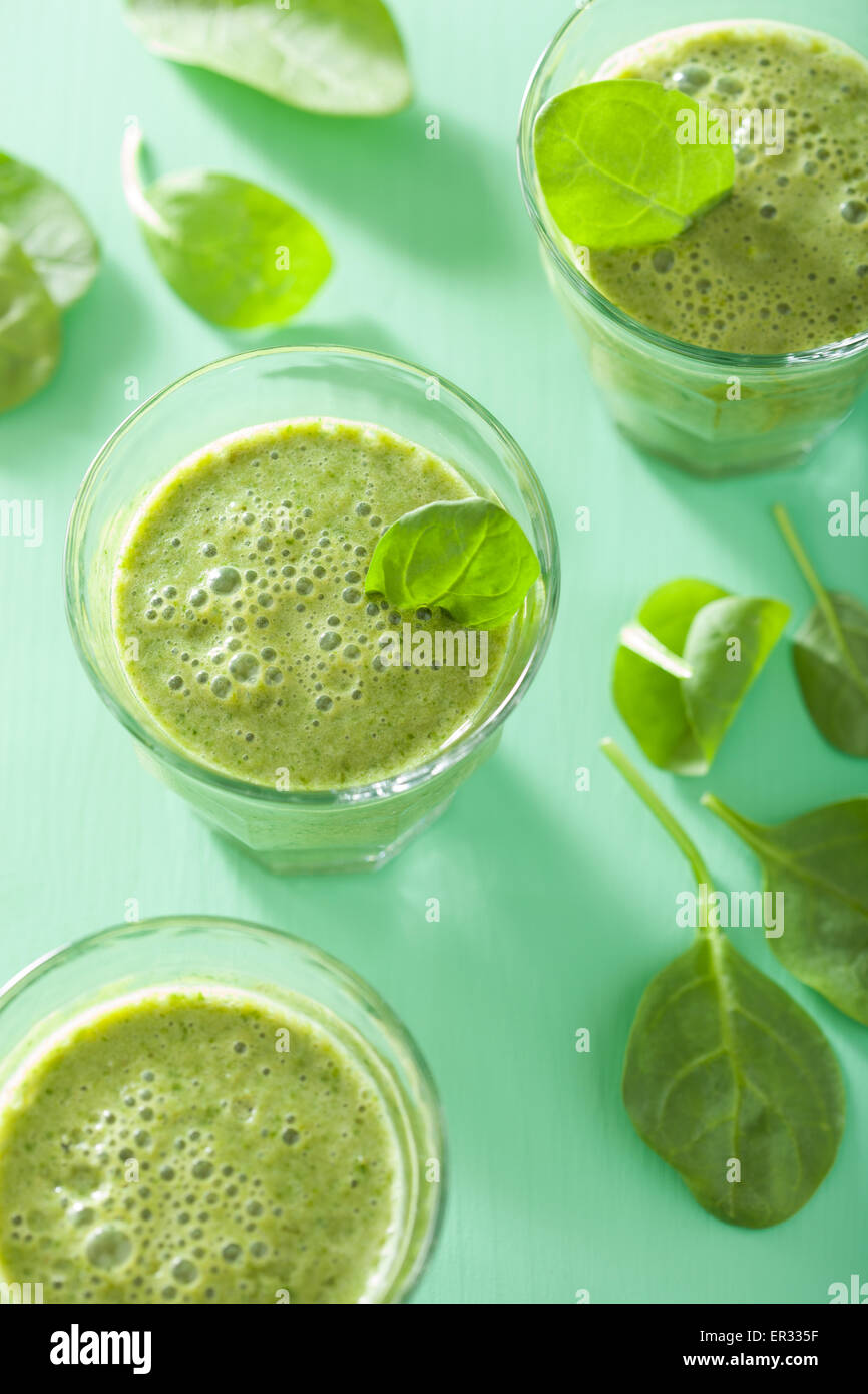 healthy green smoothie with spinach leaves Stock Photo Alamy