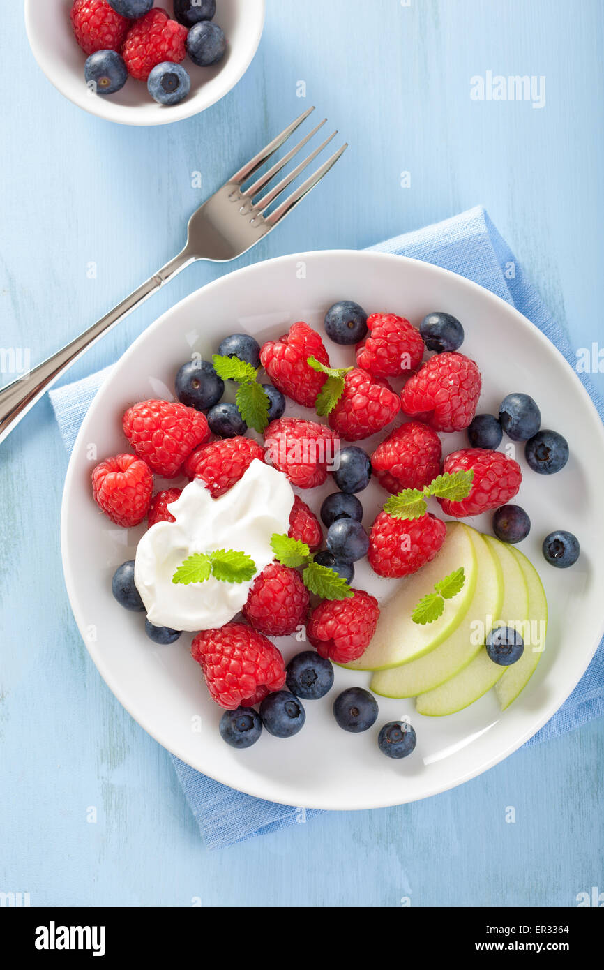 fresh fruit salad with raspberry blueberry apple Stock Photo Alamy