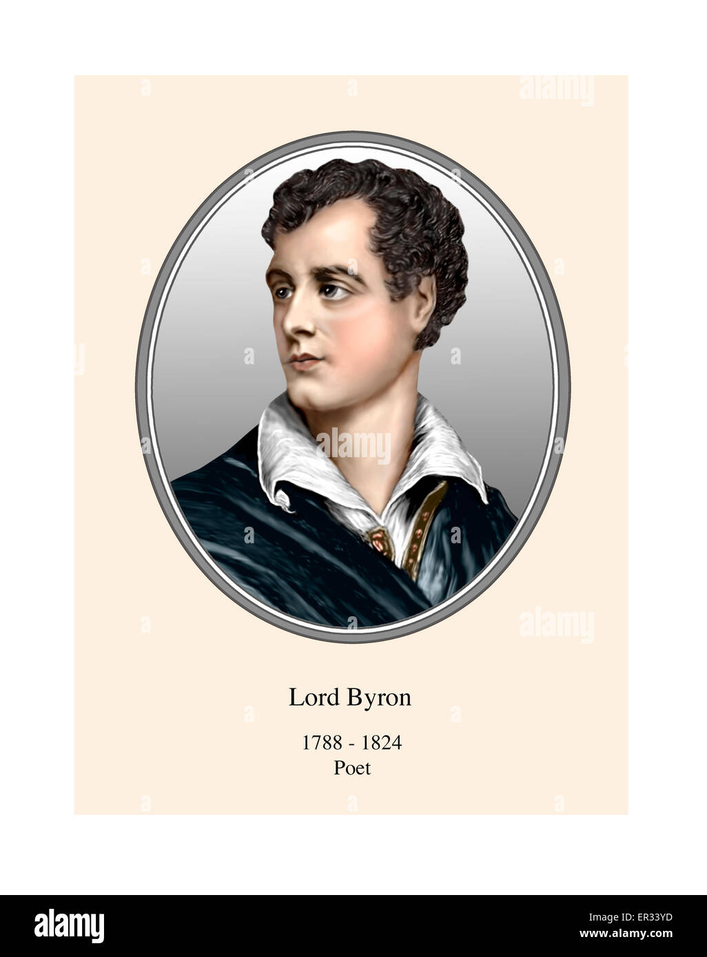 Lord Byron Portrait Modern Illustration Stock Photo