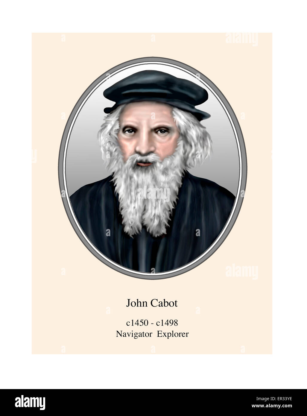John Cabot Portrait Modern Illustration Stock Photo