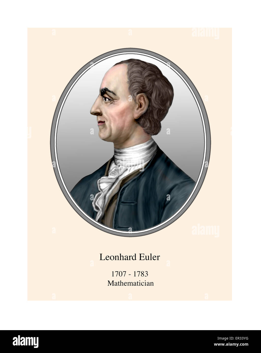 Leonhard Euler Portrait Modern Illustration Stock Photo
