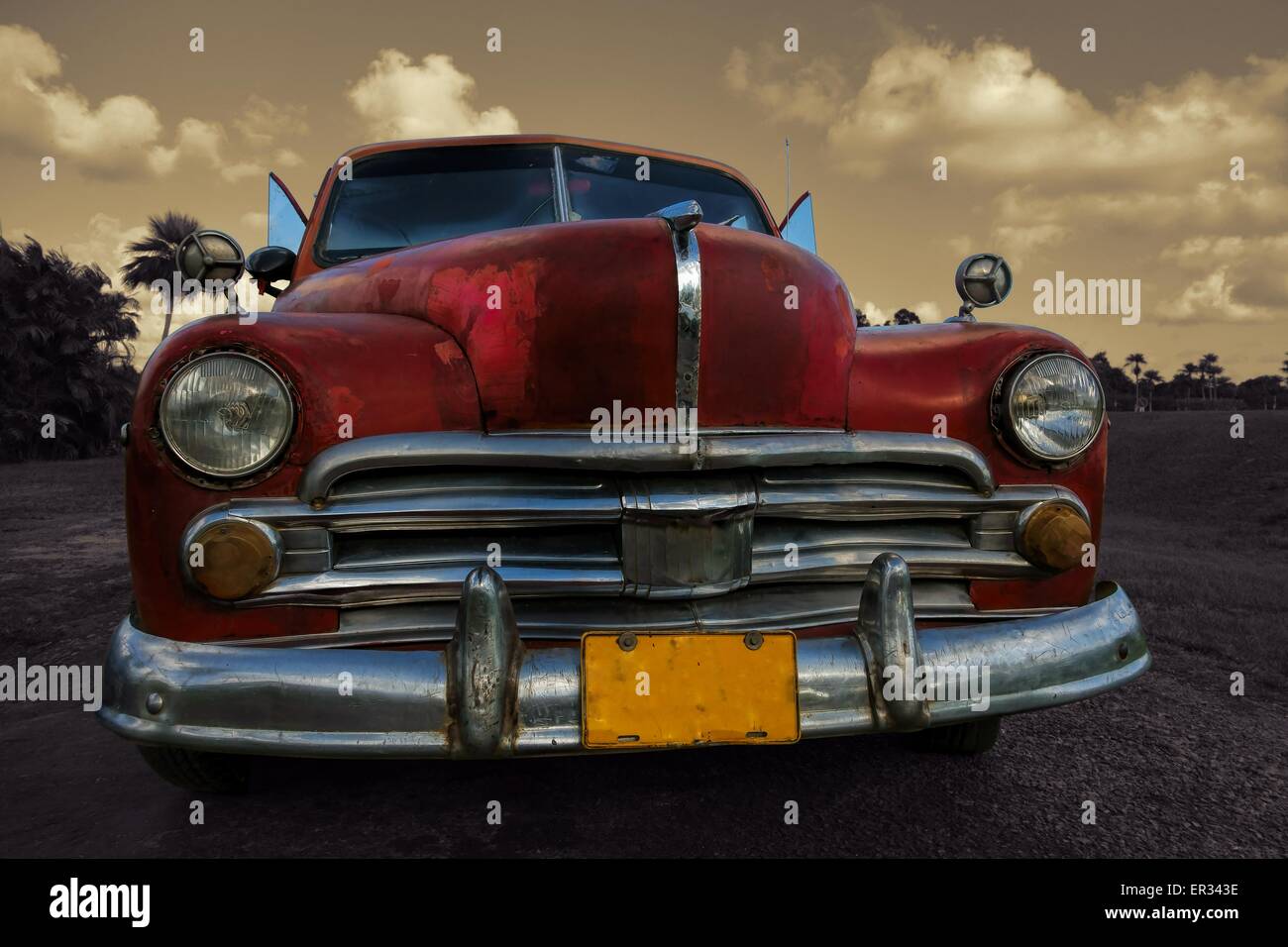 Cuban car in Vinales, Cuba Stock Photo