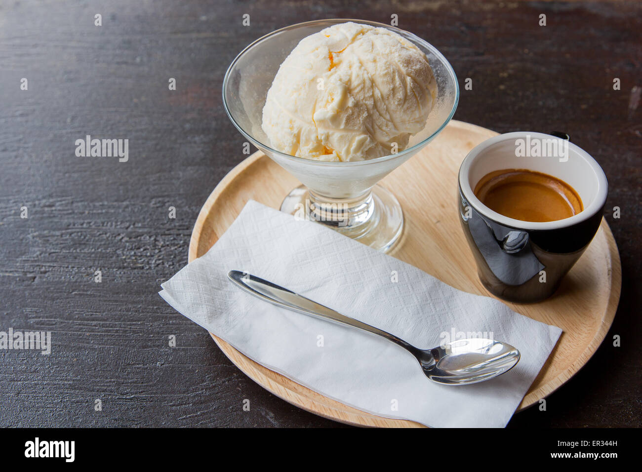 ice cream with espresso coffee with copy space Stock Photo