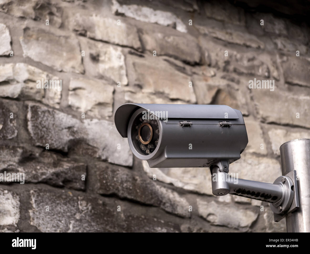 Security cctv camera fixed to the wall Stock Photo