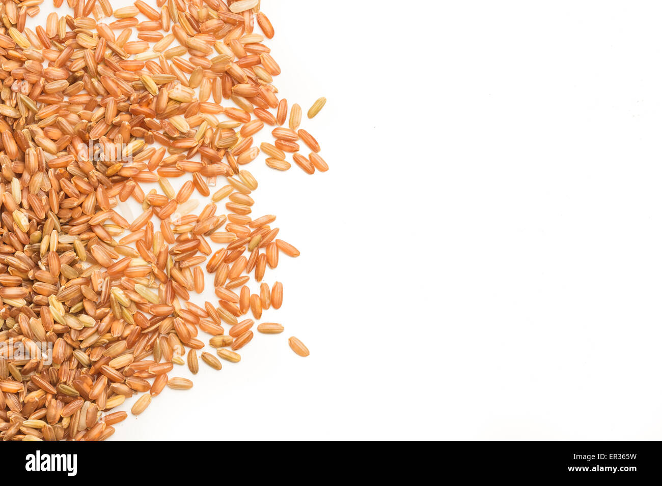 brown rice isolated on white with copy space Stock Photo