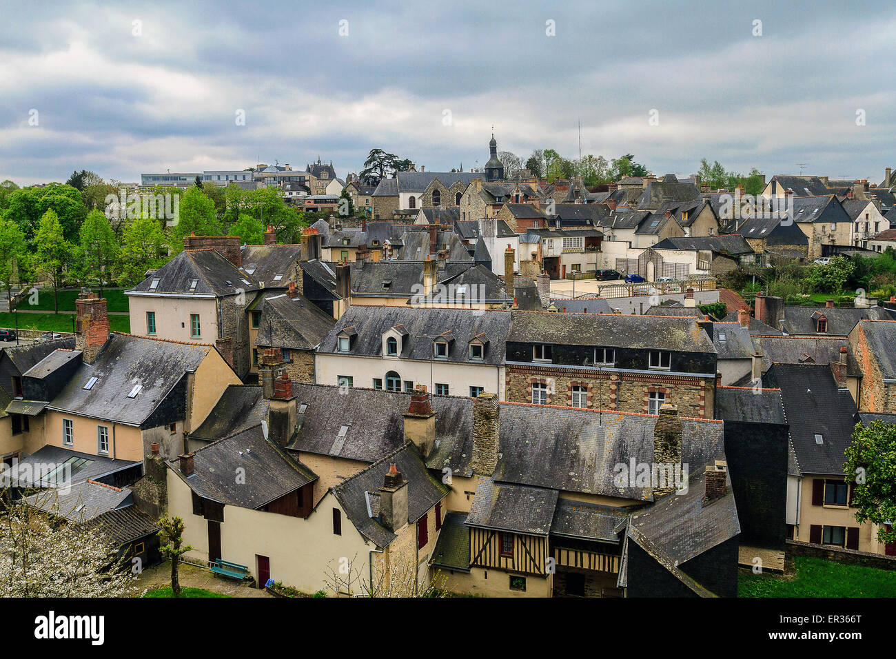 Europe, France, Bretagne,Brittany, Vitre view over the rooftops of the