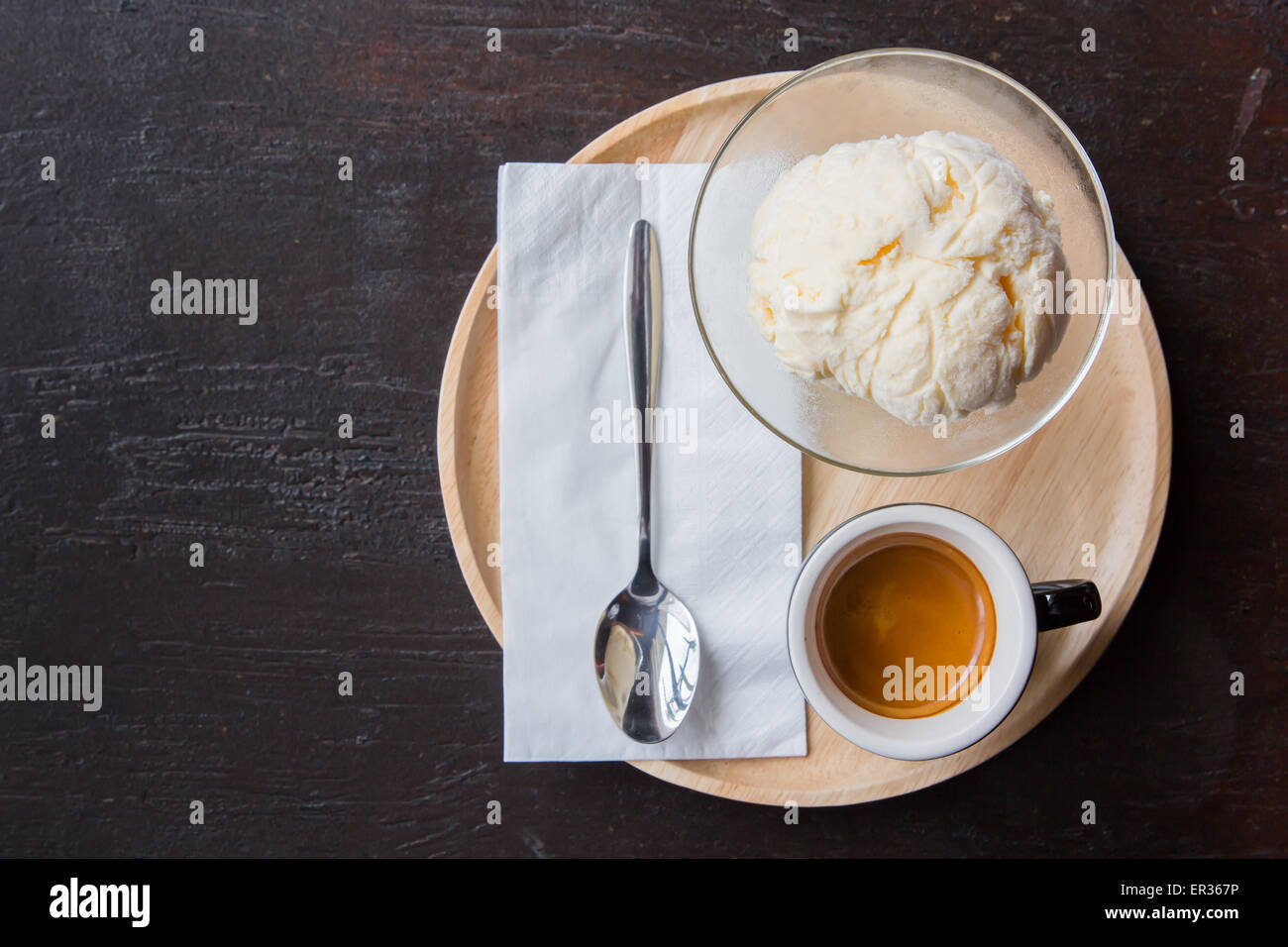 ice cream with espresso coffee with copy space Stock Photo