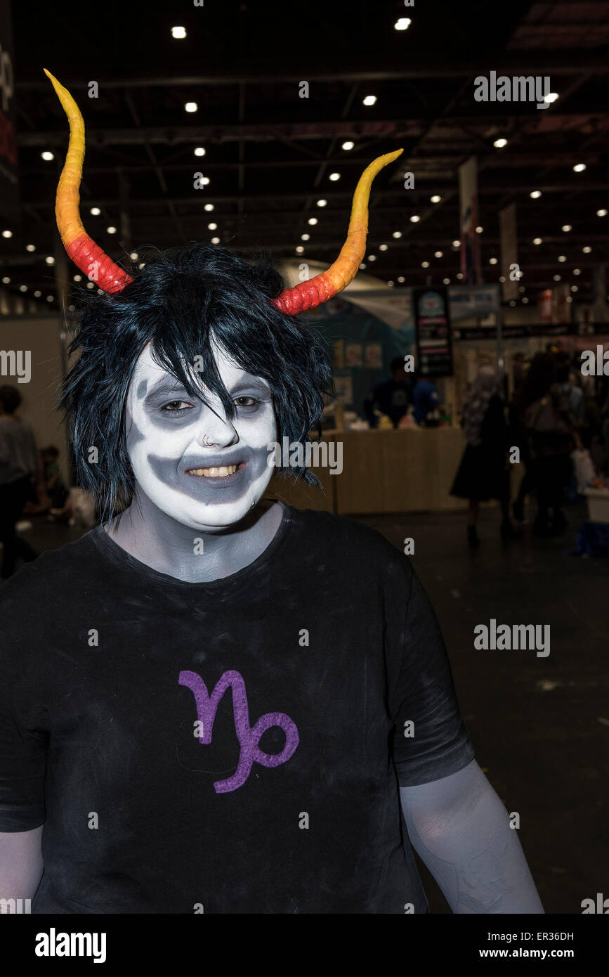 A cosplay enthusiast attending the MCM London Comic Con at the Excel centre. Stock Photo