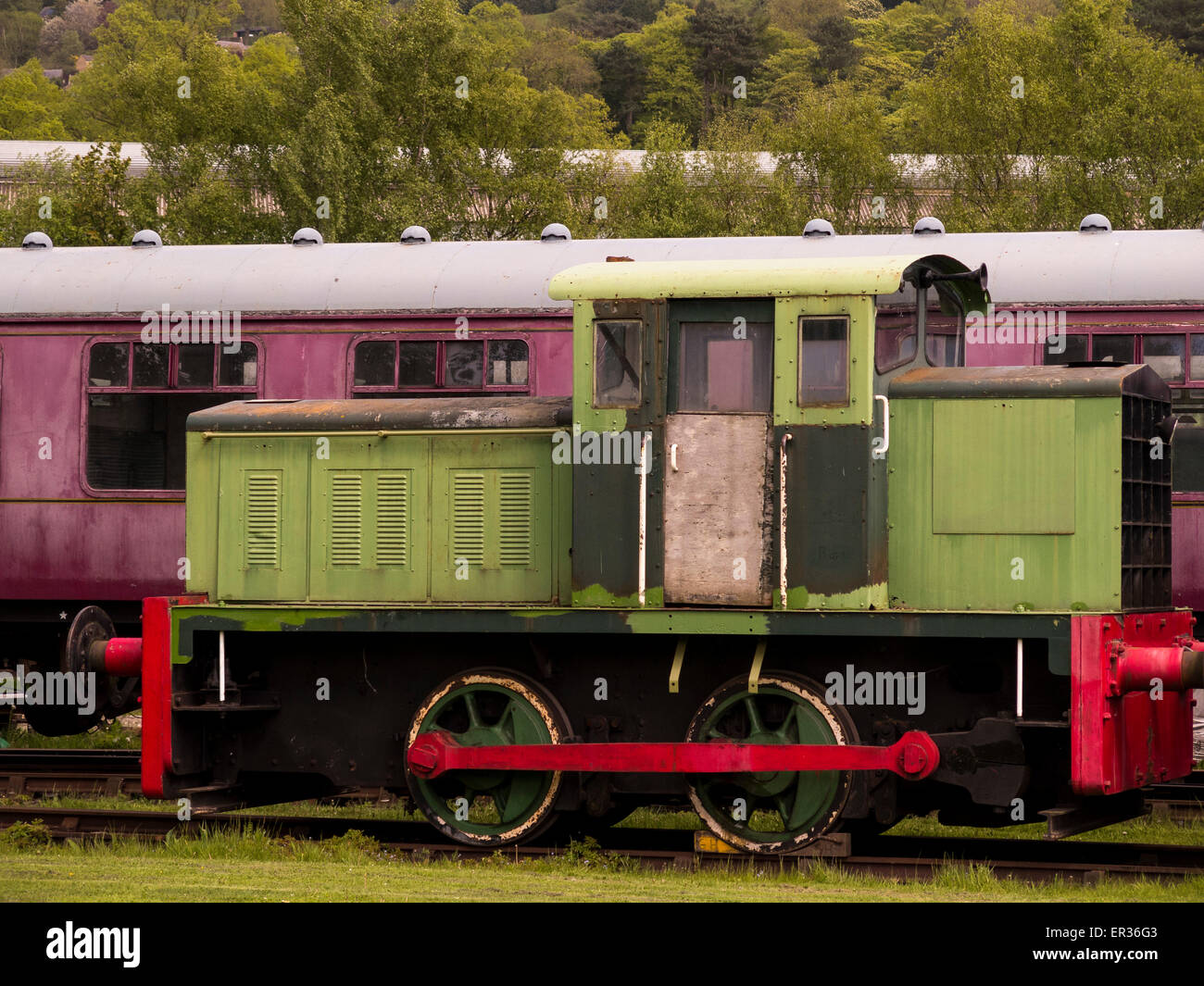 derelict old diesel locomotive,Peak Rail heritage railway,Matlock,Derbyshire,UK.taken 16/05/2015 Stock Photo