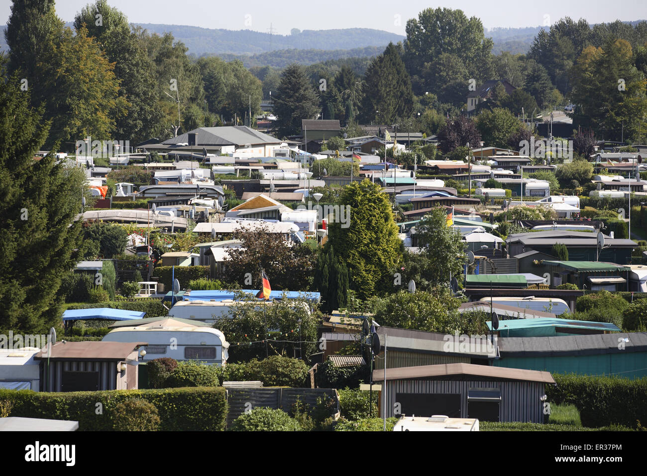 DEU, Germany, Ruhr area, Hagen, campground at the river Ruhr in the district Garenfeld.  DEU, Deutschland, Ruhrgebiet, Hagen-Gar Stock Photo