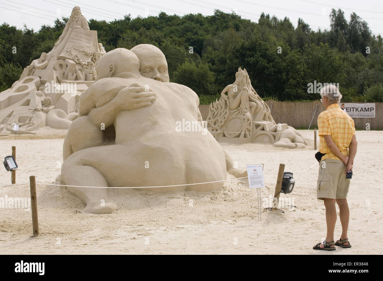 Europe, Germany, North Rhine-Westphalia, Ruhr area, Witten, Sandfestival Ruhr at lake Kemnade, Sand Sculpture festival.  Europa, Stock Photo