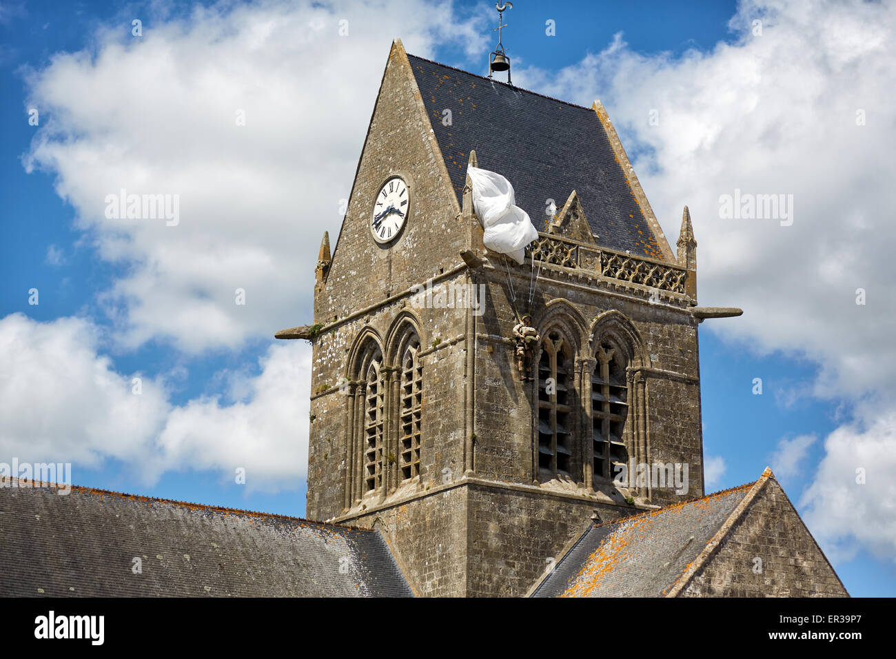 church in SainteMereEglise Stock Photo Alamy