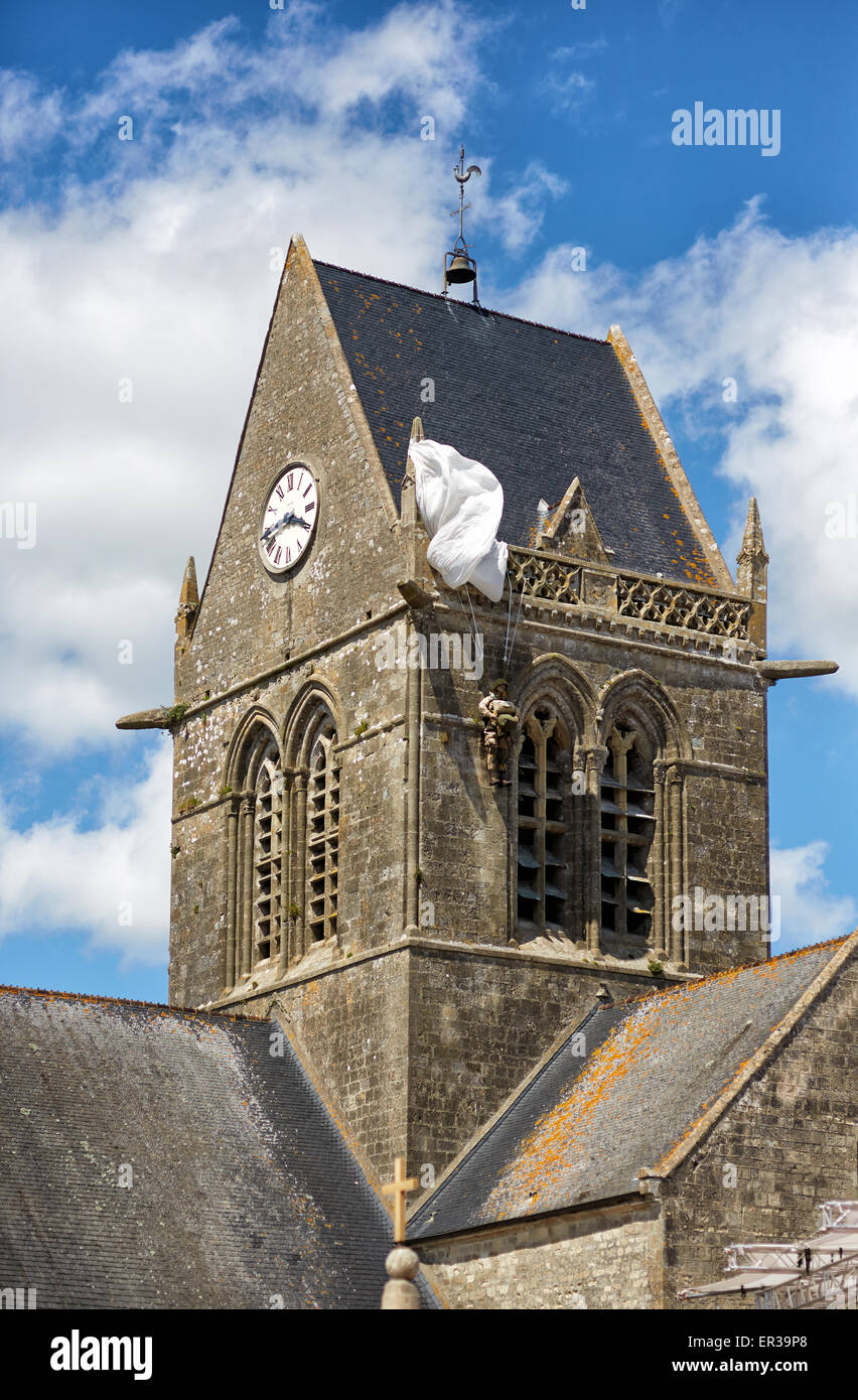church in SainteMereEglise Stock Photo Alamy
