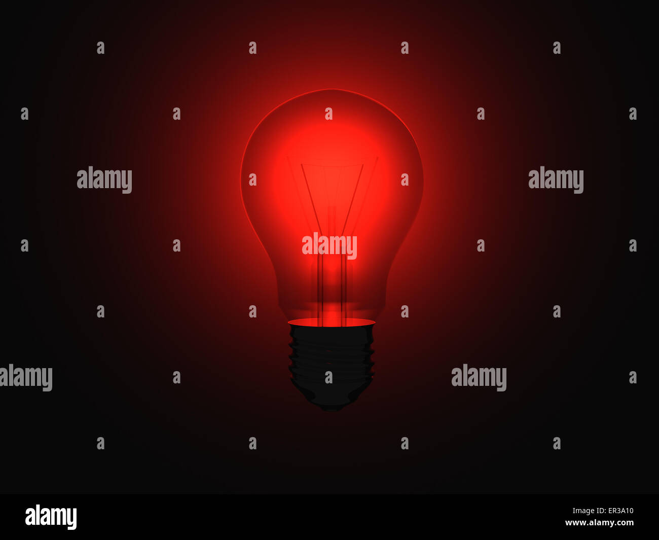 Illuminating red light bulb within a full dark room Stock Photo Alamy
