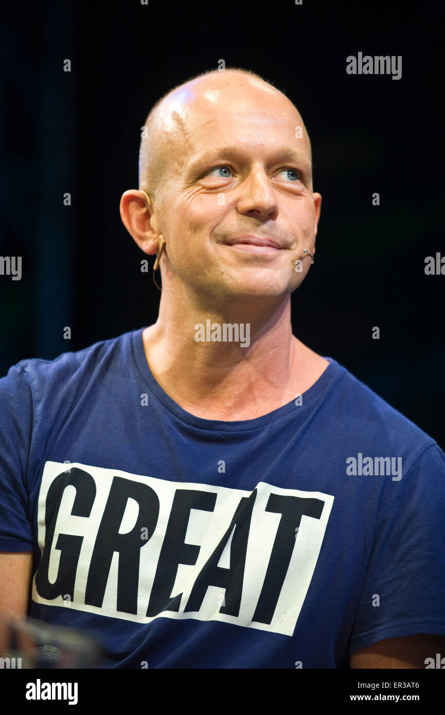 Steve Hilton, former director of strategy for David Cameron, speaking on stage at Hay Festival 2015 Stock Photo