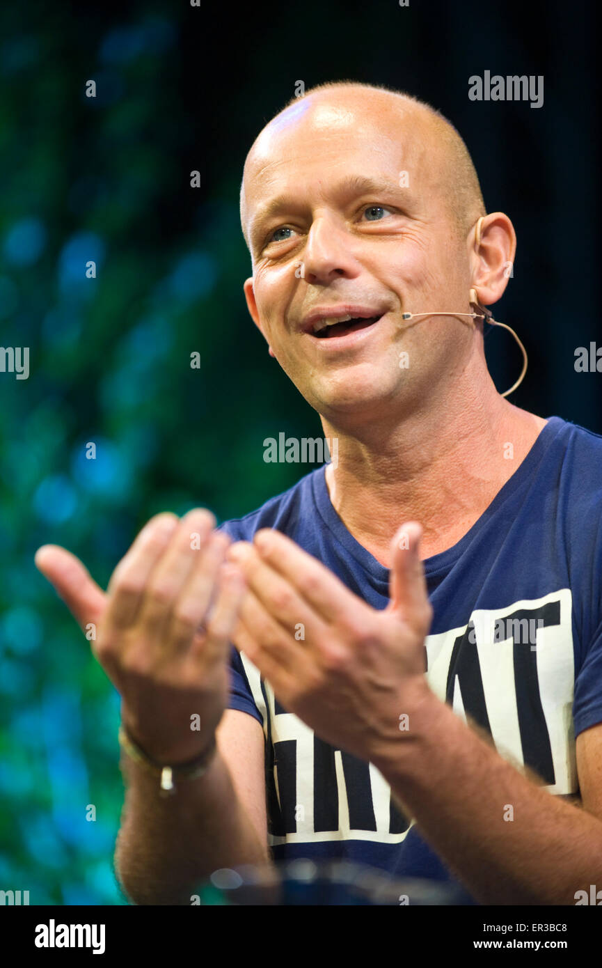 Steve Hilton, former director of strategy for David Cameron, speaking on stage at Hay Festival 2015 Stock Photo