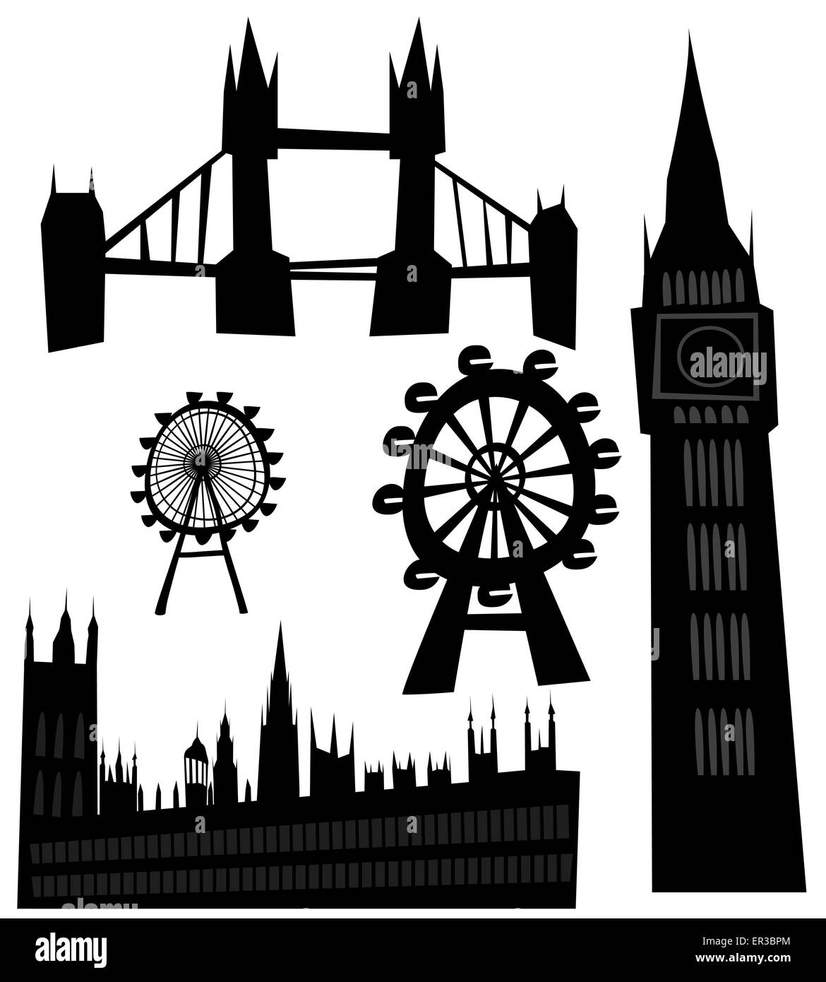 Vector illustration of the various landmarks of London Stock Vector