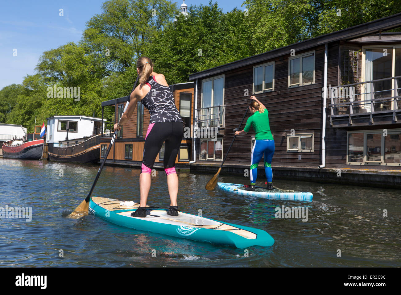 SUP (Stand Up Paddling) in the Amsterdam Canals Stock Photo Alamy