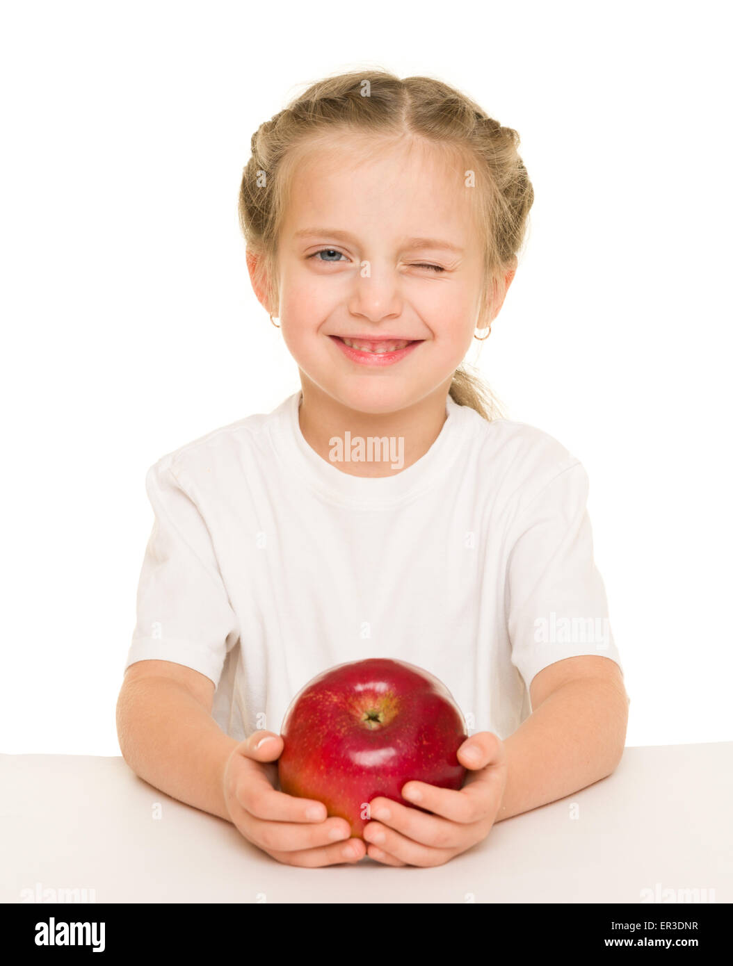 little girl with apple Stock Photo - Alamy