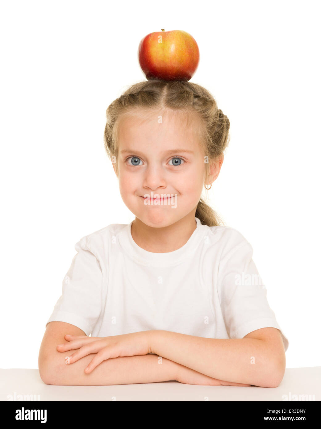 little girl with apple Stock Photo - Alamy