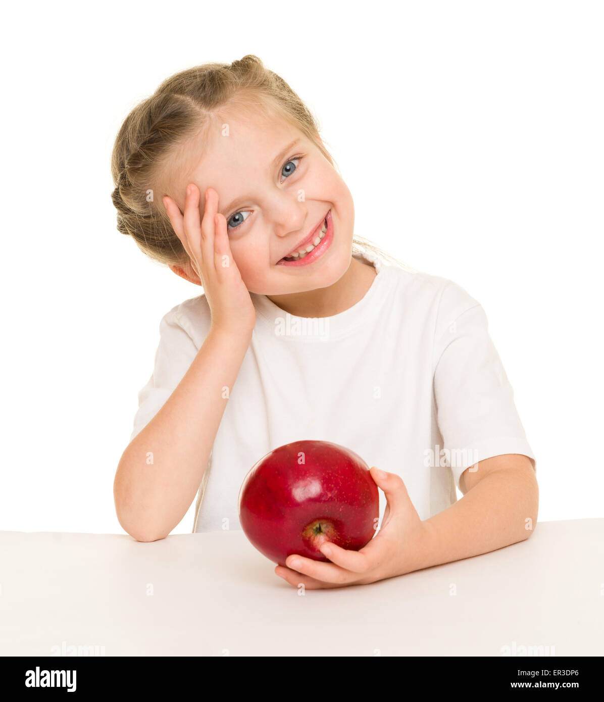 little girl with apple Stock Photo - Alamy