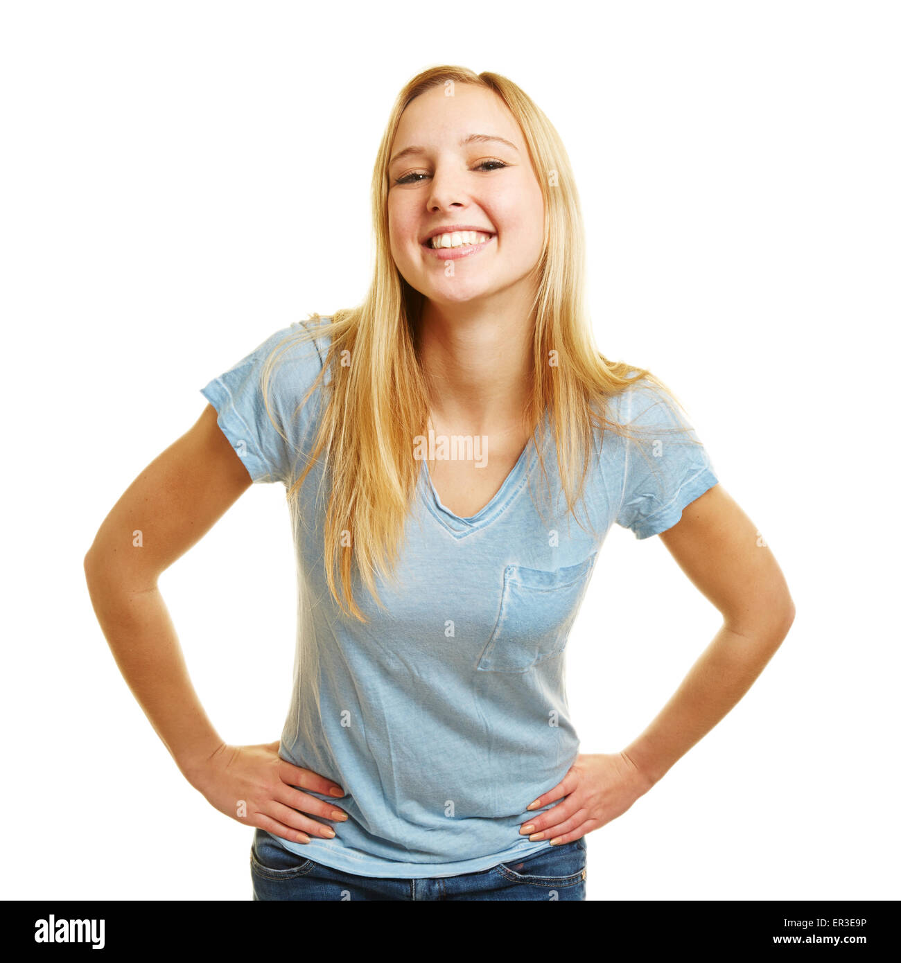 Girl teenager blonde laughing hi-res stock photography and images - Alamy
