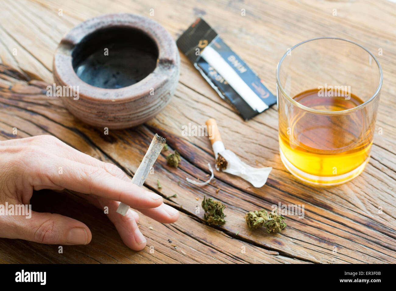 Cannabis and alcohol. Stock Photo