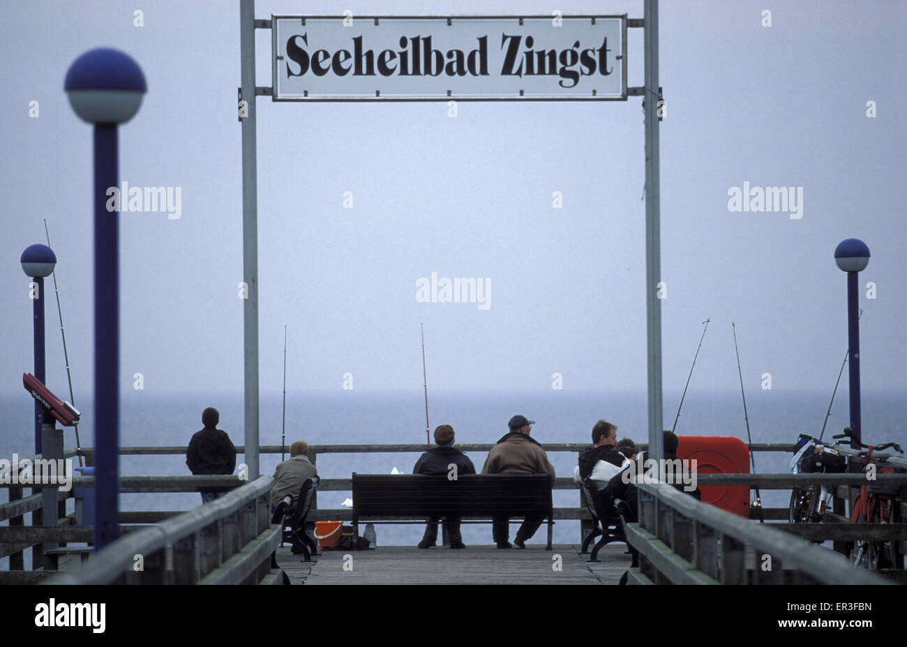 DEU, Germany, Mecklenburg-Western Pomerania, Zingst  at the Baltic Sea, pier.  DEU, Deutschland, Mecklenburg-Vorpommern, Ostseeb Stock Photo