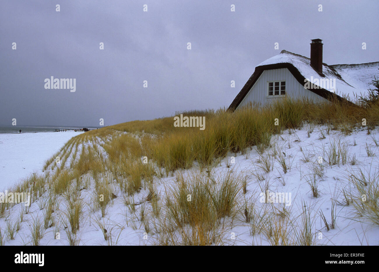 Europe, Germany, Mecklenburg-Western Pomerania, Ahrenshoop at the Baltic Sea, house at the beach.  Europa, Deutschland, Mecklenb Stock Photo