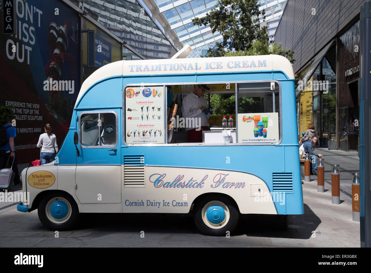 Traditional ice cream van parked in Westfield shopping centre Stratford  Stock Photo - Alamy
