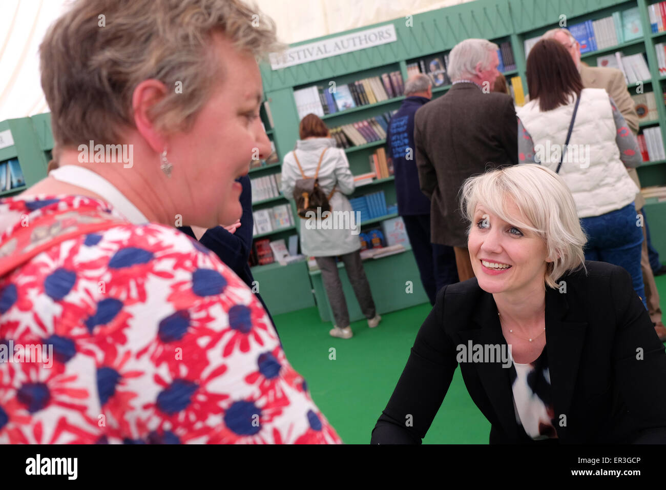 Hay Festival, Powys, Wales - May 2015  - Author Tessa Dunlop signs copies of her latest book The Bletchley Girls - War, Secrecy, Love and Loss. Stock Photo