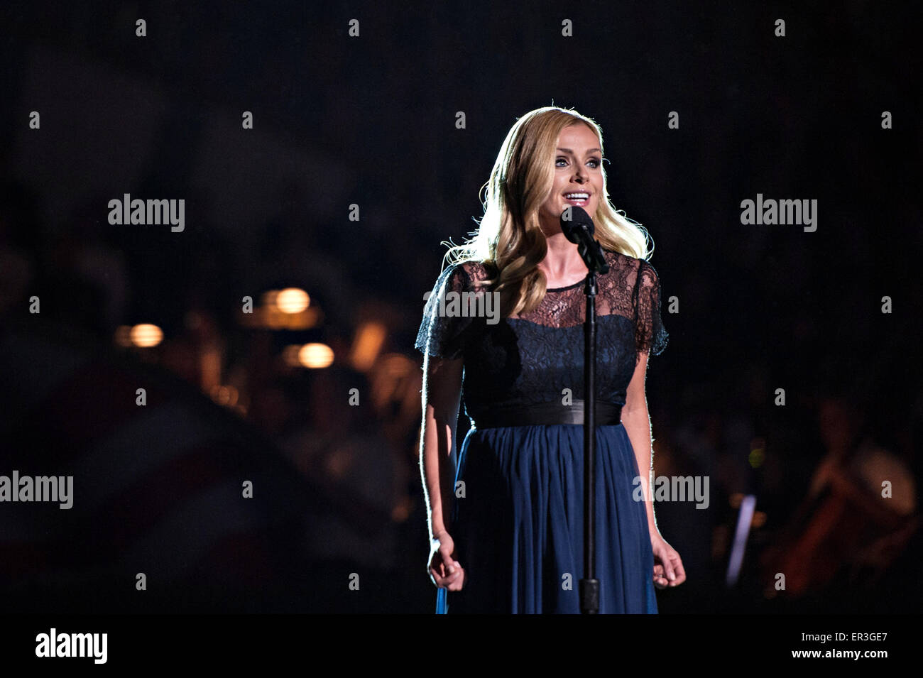 Welsh lyric mezzo-soprano Katherine Jenkins performs at the 26th National Memorial Day Concert on the West Lawn of the U.S. Capitol May 24, 2015 in Washington, DC. The event is part of the Memorial Day activities in remembrance of those who died serving the nation. Stock Photo