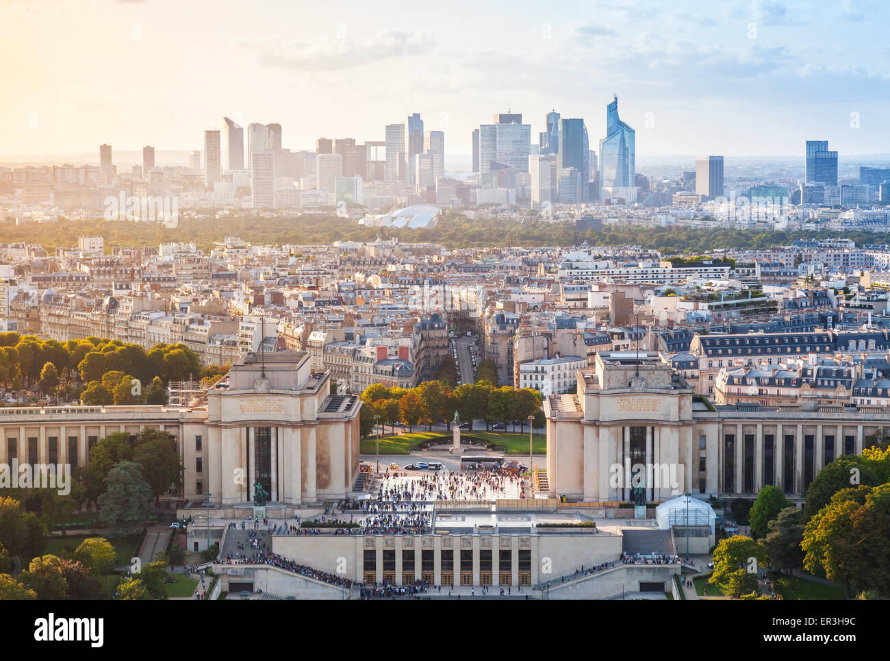 Cityscape of Paris City, France. View in northwest direction from the Eiffel tower viewpoint Stock Photo